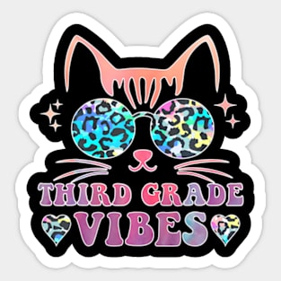 Back To School 3Rd Grade Vibes Leopard Tie Dye Cat Girl Eyes Sticker